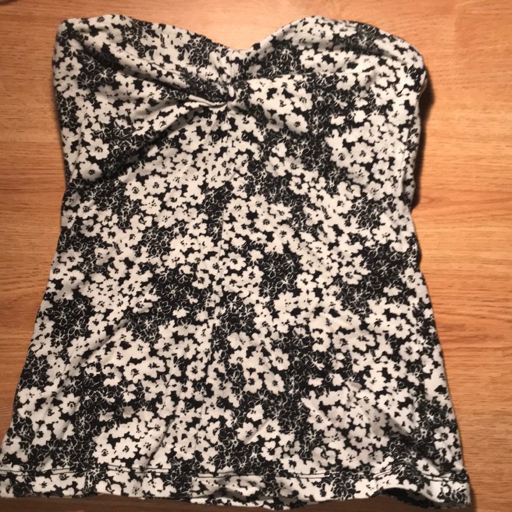 Black & White Flowered Tube Top
